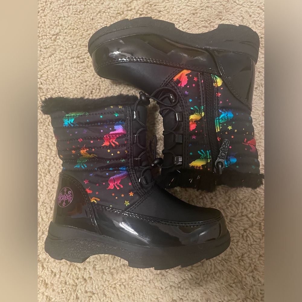 Girls Totes Unicorn Zip Boots